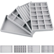 Lade-inzetstukken voor sieraden, stapelbare fluwelen trays, aantrekkelijk zacht fluweel beschermt kostbare sieraden, gemakkelijk op te bergen en