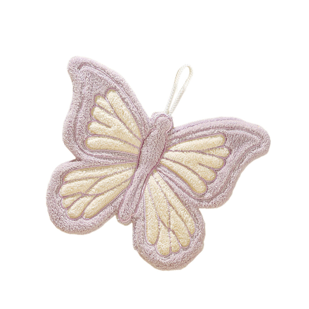 Corals Fleece Butterfly Hand Towel for Kids Soft-Purple