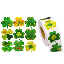 500 Stück glitzernde Patricks Day-Aufkleber, Kleeblatt-Aufkleber