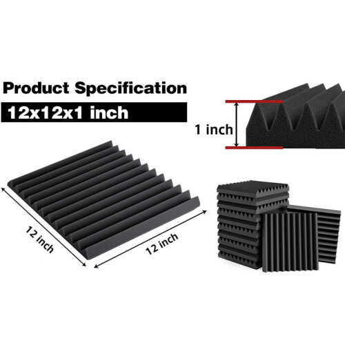 Schallabsorbierende Schaumstoffplatten Black L 12er-Pack 1