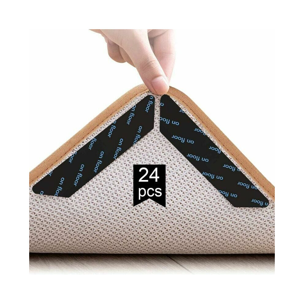 Adhesive Grippers For Hardwood Floors, Non Slip Rug Tape Ensures Fall Prevention And Easy Installation For Area Rugs, 24 Pcs Reusable Rug Stickers Wit 9554910977606