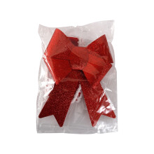 Glinsterende polyester strikdecoratie kerstboomornament-Rood