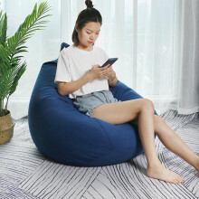Bean Bag Chair Cover Linen Ergonomic Support Large Adult Size 100x110cm Royal Blue No Filler