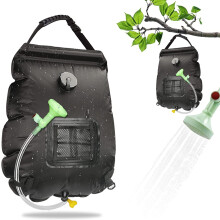 Solar Shower Bag, Camping Shower, Outdoor Hot Water Shower 20L, Heating 45C Black