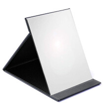 Elegante en slanke opvouwbare make-upspiegel met verstelbare standaard, draagbare make-upspiegel, HD-spiegel van PU-leer zonder vervorming,