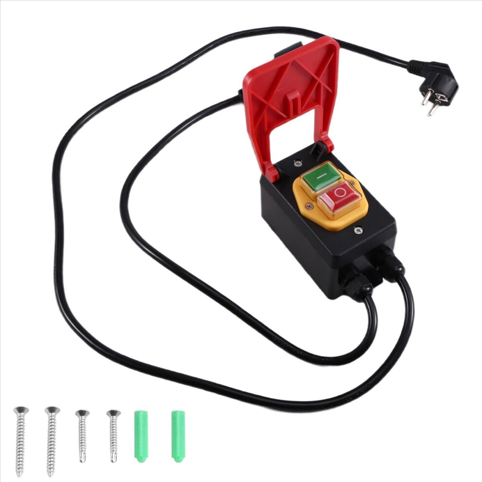 250V Single-Phase On/Off Switch Safety Switch, Zero Voltage Switch With Socket Emergency Off Switch Eu Plug 4851422196064