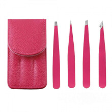 Tweezer Set - Professional Stainless Steel Eyebrow Tweezers - High Precision for Facial Hair, Splinters and Ingrown Hair Removal (Rose Pink)