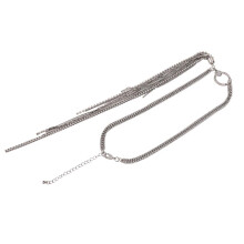 Colar elegante com pingente de borla, banhado a ouro, cravejado com zircônias cúbicas brilhantes, design à prova d'água, liga metálica