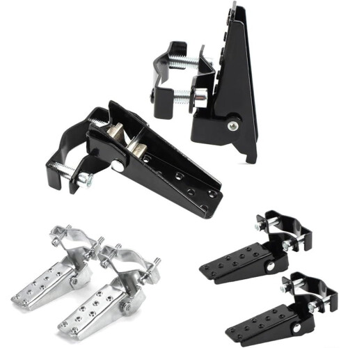 Steel Foldable Foot Step Peg Pair For Bicycle Fork, Adjustable 2438mm Diameter, Black 2