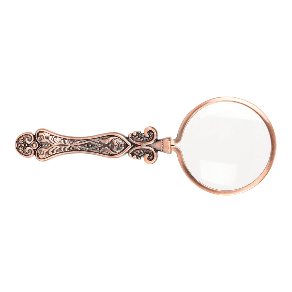 Magnifying Glass with 3X Magnification, Retro Style Handheld Magnifier with Intricate Pattern Handle and Optical Glass Lens, Enhanced Clarity for