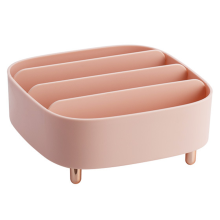 Bløde stabelkasser til multifunktionel brug, tyk plastik med klare farver og robust design, perfekt til kontorartikler og kosmetik, 4 stk.