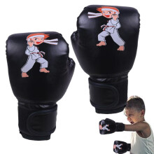 KinderBoxhandschuhe – comfortable training gloves, wrist support Schwarz