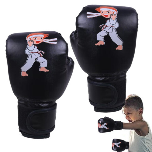 KinderBoxhandschuhe – comfortable training gloves, wrist support  Schwarz