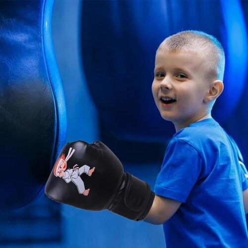 KinderBoxhandschuhe – comfortable training gloves, wrist support  Schwarz 1