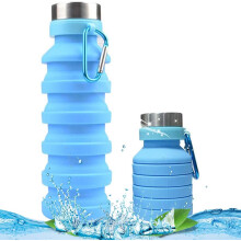 Compact Collapsible Water Bottles, Odorless BPA-Free Silicone Reusable Bottle for Hiking Camping Cycling, Leak-Proof Foldable, Durable Lightweight wit