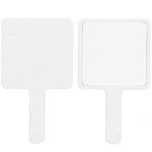 2pcs handheld makeup mirror, square, compact, white.