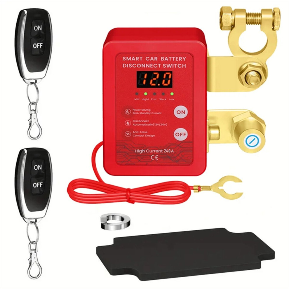Kill Switch 240A 12V Remote Battery Disconnect Switch With Led Voltage Display Automatic Power Shut Off Switch For Auto 4851422196262