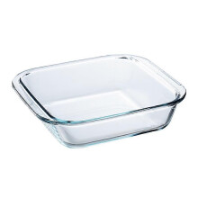Square Glass Baking Dish, Clear, Size: 21 x 21 cm, Square Glass Mold, Oven Mold, Very Heat Resistant