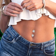 Tepelringen voor vrouwen, tepelringen van chirurgisch staal met kristallen (CZ), tepelpiercing sieraden met CZ, driehoekig ontwerp, versierd met