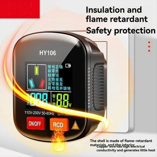 HY106 Multi-Function Digital Display Socket Tester Ground Wire Detector Line Phase Plug Polarity Tester EU Plug 2