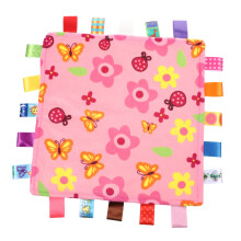 Pinke Blumen Sicherheitsdecke Mit Bunten Tags Plsch Tag Decke Fr Neugeborene