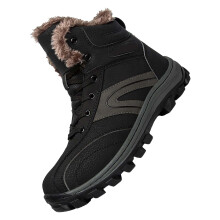 Men's High Top Snow Boots Fashion Casual Trainers Breathable Winter Padded Warm Boots Black