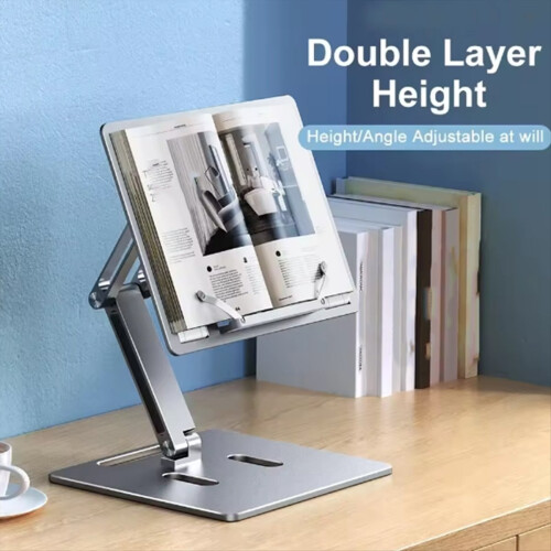 Aluminum Alloy Book Stand for Reading Adjustable Foldable Book Holder Multi Heights Angles for Reading Books, Tablets 2