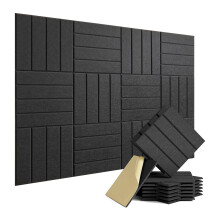 12 Pack Sound Proof Foam Panels for Walls, Self-Adhesive Acoustic Panels for Door, Ceiling, Home Office Black