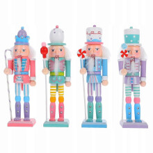 4pcs Tabletop Soldier Figure Wood Nutcracker Puppet Model Nutcracker Deskto
