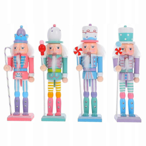 4pcs Tabletop Soldier Figure Wood Nutcracker Puppet Model Nutcracker Deskto