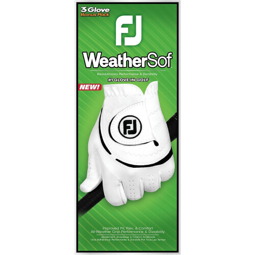 Men's Weathersof Men's 3Pack Golf Glove M White 2