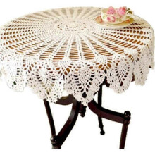 Pure cotton tablecloth, woven, hollow decorative cover cloth, handmade crochet American round tablecloth (white 100 cm round)