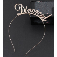Cerchietto sottile in metallo con scritta traforata, accessorio decorativo per capelli per feste di divorzio, design elastico e leggero, cerchietti