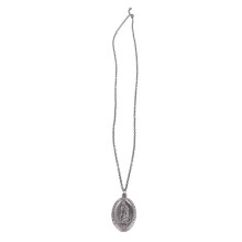 Colar com pingente religioso com medalha milagrosa da Virgem Maria, prata de lei 925 com design vintage, joia elegante e simbólica.