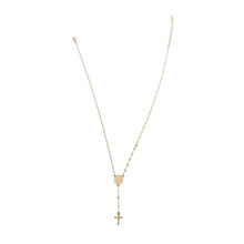 Religieuze rozenkrans hanger ketting, spiritueel symbolische kruisvormige Y-ketting met lange ketting, titanium stalen geloofssieraad voor dames en