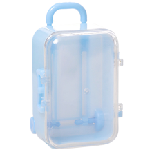 Charmante Mini-Koffer als Gastgeschenk: Transparente Kunststoffboxen für Leckereien mit großzügigem Fassungsvermögen für Schmuck oder