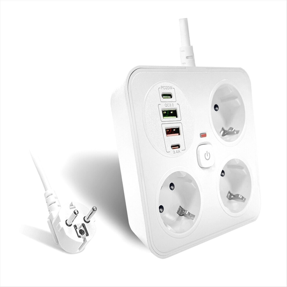 3Ac Outlet Multitap Power Strip 2 Type C Extension Cord Electrical Socket Home Office Surge Network Protector Eu Plug A 4851422130143