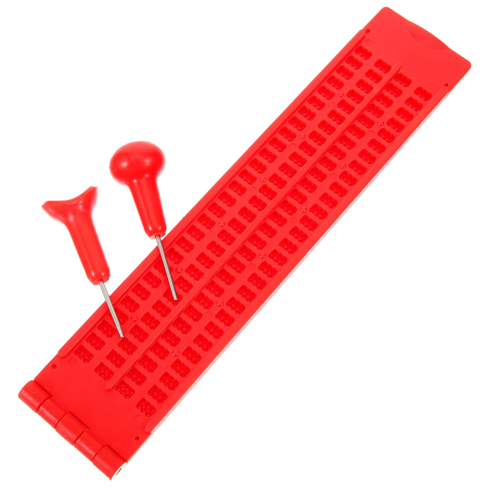 Red Reusable Plastic Braille Board Stylus Included Portable Braille Writing Kit For Blind Learning And Writing