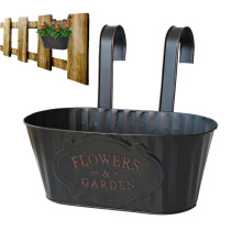 Railing Planter with Efficient Drainage, WeatherResistant Metal Hanging Flower Box for Balcony Fence