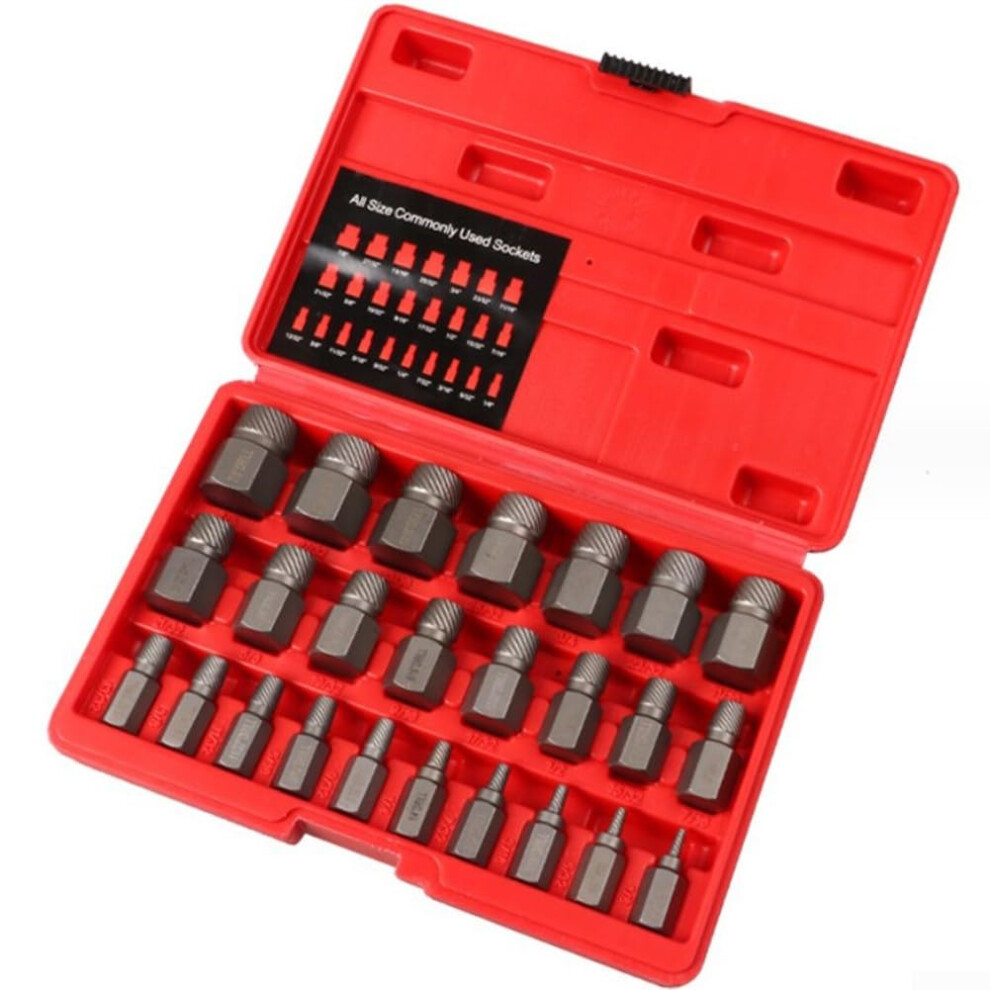Screw Extractor Set 25Piece Carbon Steel Multiteeth Rounded Bolt Remover Tool For Damaged Fasteners 9426802911244