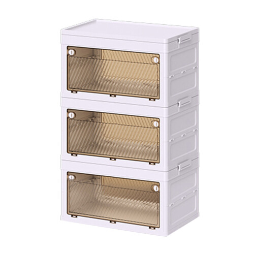 Foldable Clothing Wardrobe Clothes Organizer with-Three-Layer L
