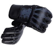 Halffinger boxing gloves, Halffinger boxing gloves with adjustable wrist strap, ghost hand style, for men and women, black