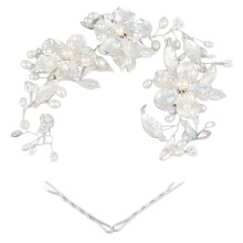 Bloemenhaarversiering voor een bruiloft, elegante bruidshoofdtooi met zilveren bladeren en kristallen, verstelbare bloemenaccessoires voor bruiden,