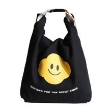 Bolsa reutilizable para el almuerzo con un elegante diseño de carita sonriente, bolso de mano isotérmico para el trabajo, viajes y picnics, bolsa