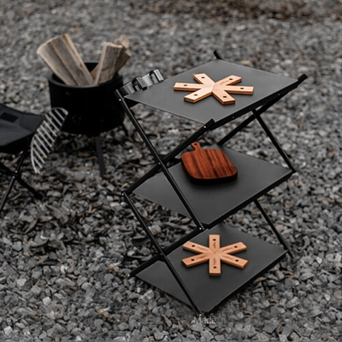 Outdoor Camping Tabletop Storage Rack Multi-Layer Folding Storage Rack Portable Multi-Function Camping Picnic Table 2