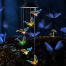 Solar Wind Chime, Blue ABS Material, Color Changing Decorative Mobile For Patio, Deck, Garden Decor, Energy-saving Design, Easy Installation,