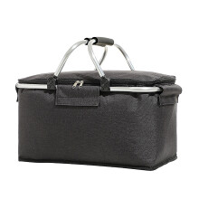 Bærbar picnickurv, sammenklappelig picnickurv, isoleret vandtæt lærredskøletaske med aluminiumsramme og håndtag til camping, rejser, shopping