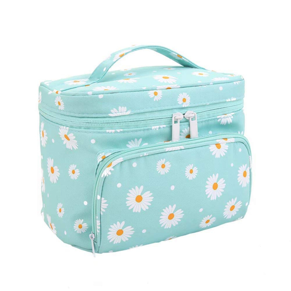 Groovy Daisy Flower Makeup Bag for Women, Travel Cosmetic Bag with Large Capacity for Your Daily Essentials and Vacation Must-haves, Zippered Toiletry