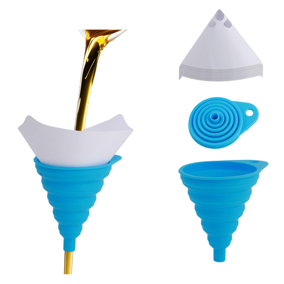 Oil Change Funnel Set With Mesh Filter, 50Pcs Disposable And Silicone Paint Strainer Funnels 9426802913217