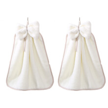 Microfiber Quick Dry Absorbent Coral Fleece Kitchen Bath Towels, High-quality Coral Velvet Fabric Hanging Loops for Easy Maintenance, Lovely Bow Desig